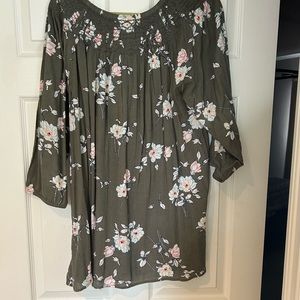 J Jill XL floral top with smocked neckline